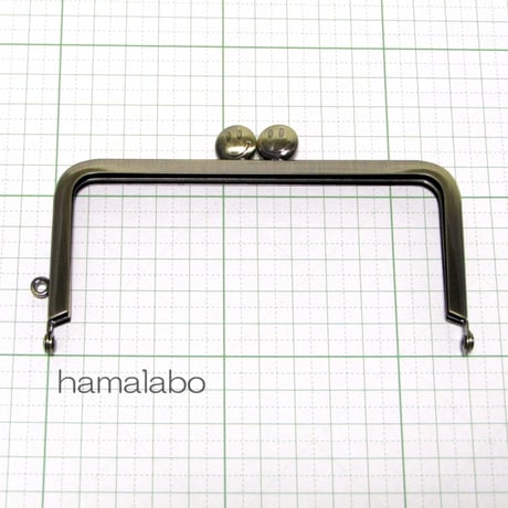 【HA-1240】スマイル刻印の碁石口金 12cm/角型(アンティークゴールド)