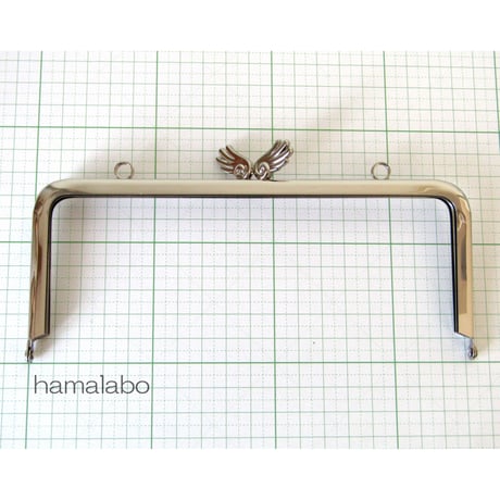 【HA-490】18cm角型/「天使の羽」の口金(シルバー)カン付き