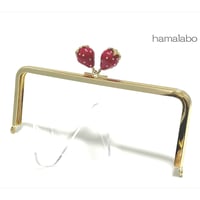 【HA-2308】18cm角型口金/イチゴ(赤色)/ゴールド