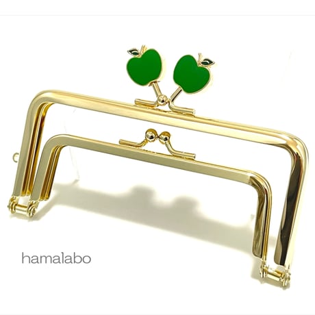 初回特価！【HA-2553】親子口金 12cm/青リンゴ×/ゴールド