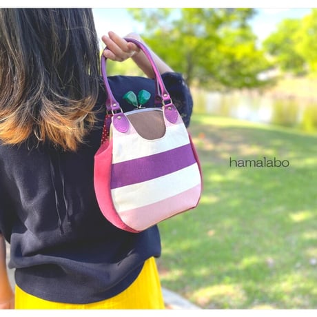 【KT-2119】がま口あおりミニバッグの型紙＆レシピ【18cm/くし型用】