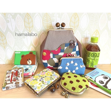 【KT-2132】【サコッシュ風】がま口ポケットショルダーポーチ(丸底マチあり)の型紙＆レシピ【12cm/角型用】