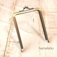 【HA-2232】ナツメひねり口金 7.5cm角型/足長タイプ (アンティークゴールド)
