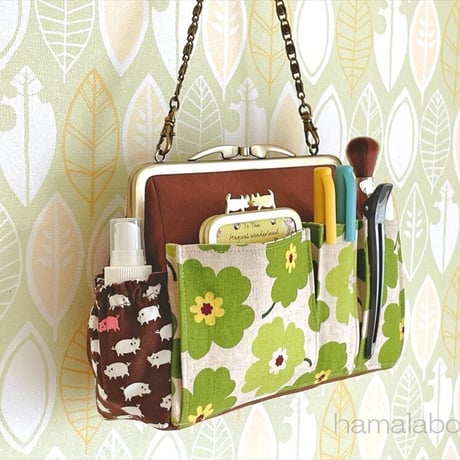 廃盤予定【HA-1670】ネコカン口金/(肉球×横ネコカン)/18cm角型(アンティークゴールド)・カン付き