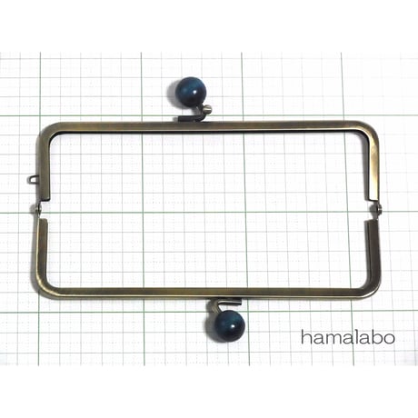 【HA-1399】16.5cm木玉/角型(紺色の木玉×アンティークゴールド)