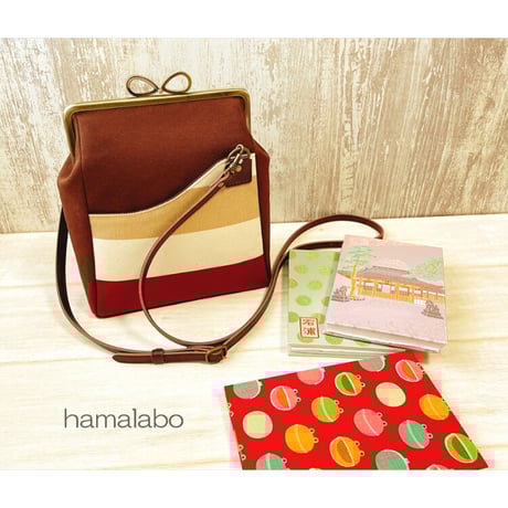 【KT-2093】縦長版！がま口ポケットショルダーバッグ(ミニ)の型紙＆レシピ【18cm/角型用】