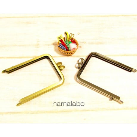 【HA-2010】碁石口金 7.5cm角型/足長タイプ (シルバー)