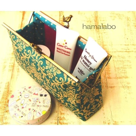 【HA-1543】19cm浮き足口金/小鳥のピースケ(アンティークゴールド)