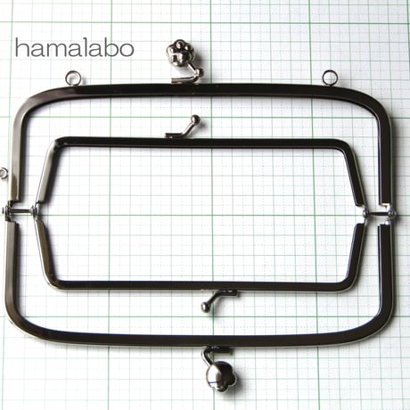 【HA-480】親子口金 19cm(肉球×ブラック)・カン付き