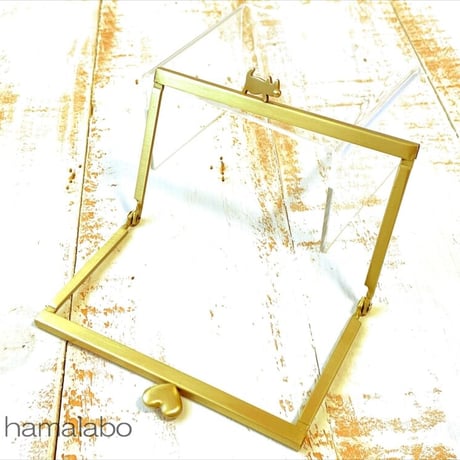 【HA-2064】ハートネコ太の口金 12cm浮き足(アンティークゴールド)