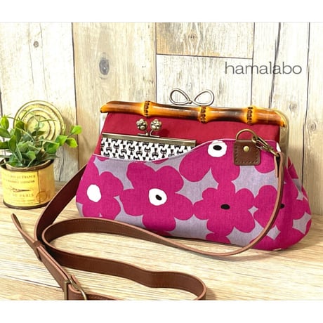 【KT-2110】がま口(ポケット)クラッチバッグ＆ショルダーバッグの型紙＆レシピ【24cm/角型用】