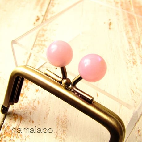 【HA-1900】7.5cm/角型口金(オーロラピンク×アンティークゴールド)