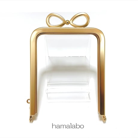 アウトレット＆サービス特価品！【HA-b1217】リボン口金 7.5cm角型/足長タイプ (ソフトゴールド)