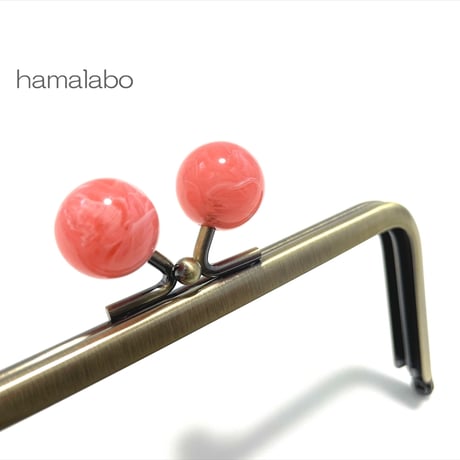 【HA-2415】12cm角型口金/インカローズ玉/アンティークゴールド