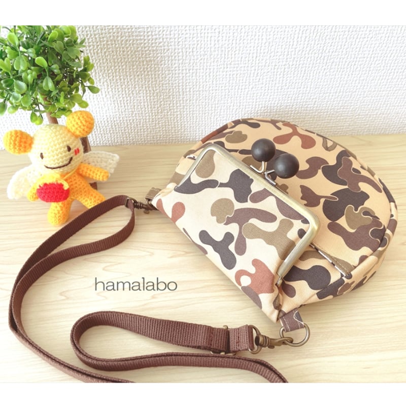 ハンドメイド　ガマ口バッグセット KT-2147】ラウンド型がま口サコッシュの型紙＆レシピ【12cm/角型用