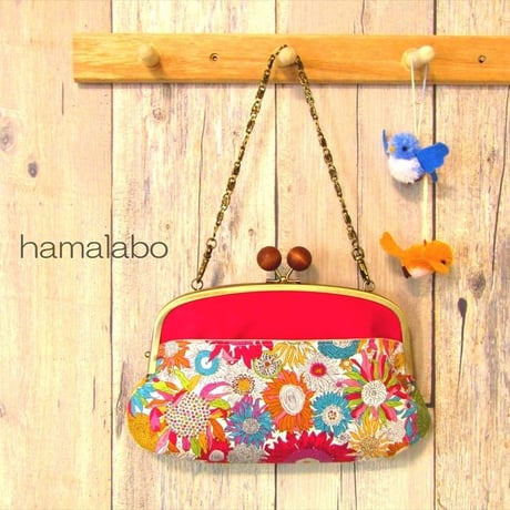 【HA-1805】親子口金 20.4cm(新リボン×ブラック)・カン付き