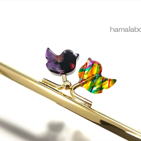 在庫調整で今だけ30％引き！【HA-b1123】12cm角型口金/コトリ型(ミックス小鳥)/ゴールド