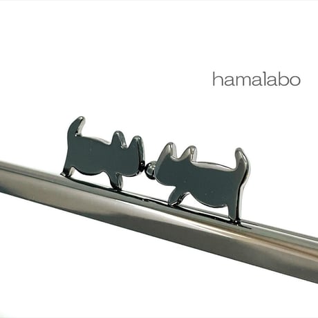 【HA-2188】ぽっちゃりネコ太の口金　12cm/角型(ブラック)