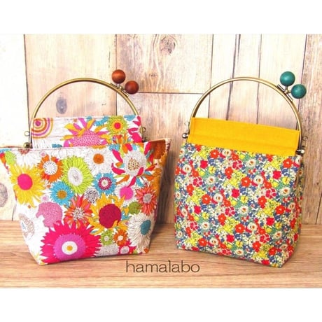 【KT-2037】ベンリーがま口ポーチ(フラットタイプ)の型紙＆レシピ【16cm用】