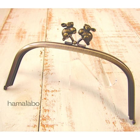 【HA-2187】18cmくし型口金/(うさぎ×アンティークゴールド)