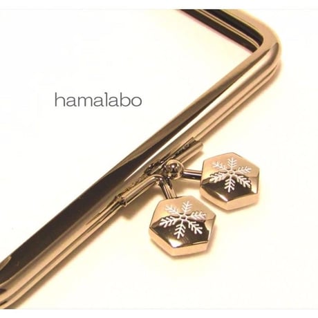 【HA-1472】12cm角型の口金(六花-雪の結晶×シルバー)