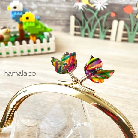 初回特価＆限定【HA-2537】レトロかわいい！10cmくし型口金/コトリ型(レトロ模様)/ゴールド