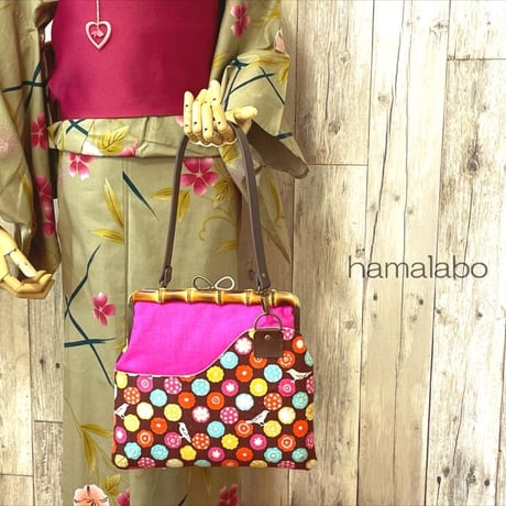 【KT-2099】ペタンコ版！がま口ポケットショルダーバッグの型紙＆レシピ【24cm/角型用】