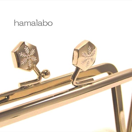 【HA-1472】12cm角型の口金(六花-雪の結晶×シルバー)