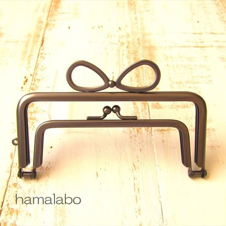 【HA-1890】親子口金12cm(新リボン×ソフトブラック)