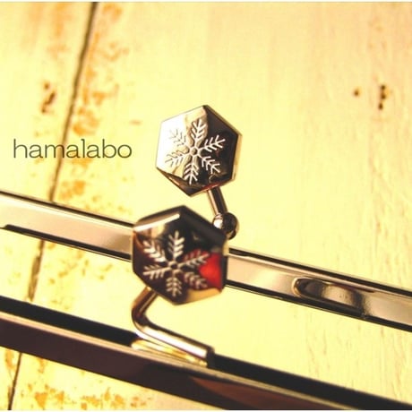<廃盤予定>【HA-1505】12cm浮き足口金/六花-雪の結晶(シルバー)