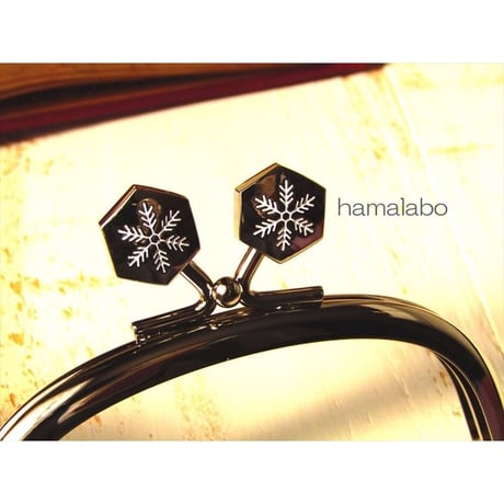 【HA-1469】10cmくし型の口金(六花-雪の結晶×シルバー)