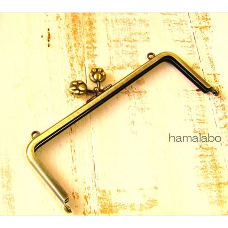 【HA-2168】15cm/角型(肉球×アンティークゴールド)・カン付き