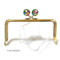 50本限定＆特価！【HA-2570】12cm角型口金/サンタクロース玉(緑)/ゴールド