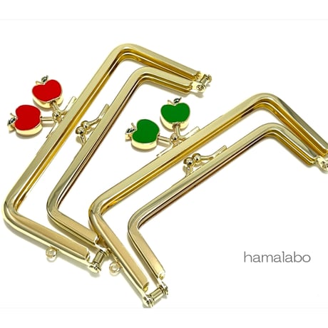 初回特価！【HA-2553】親子口金 12cm/青リンゴ×/ゴールド