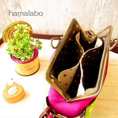 【KT-2090】がま口ポケットショルダーバッグ(ミニ)の型紙＆レシピ【18cm/角型用】