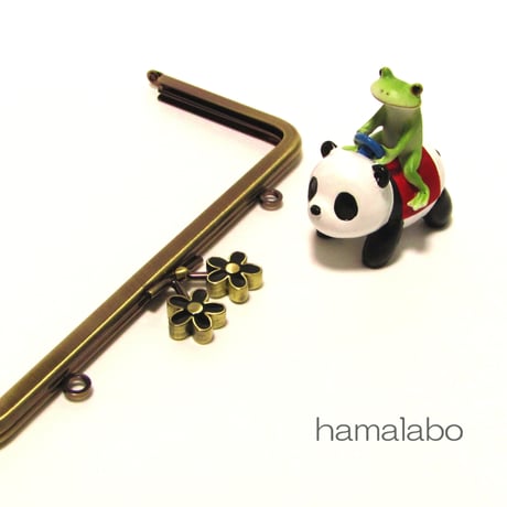 【HA-402】メタルフラワー口金(18cm角型/ブラック×アンティーク)・カン付き