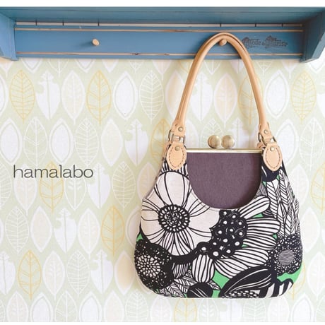 ばあば　あおりがま口バッグ　ハンドメイド がま口バッグ作り方 あおりポケット付き how to make a bag ①