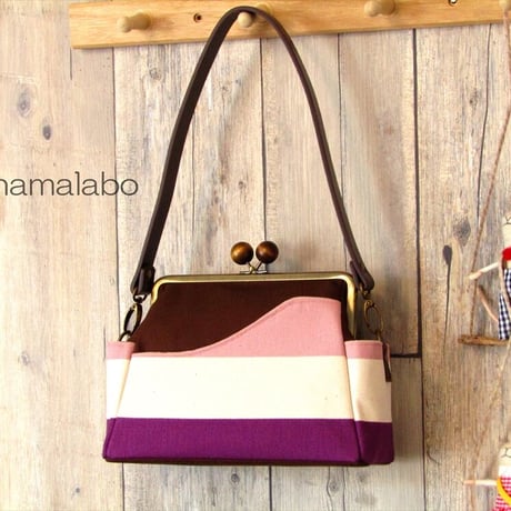 【KT-2090】がま口ポケットショルダーバッグ(ミニ)の型紙＆レシピ【18cm/角型用】