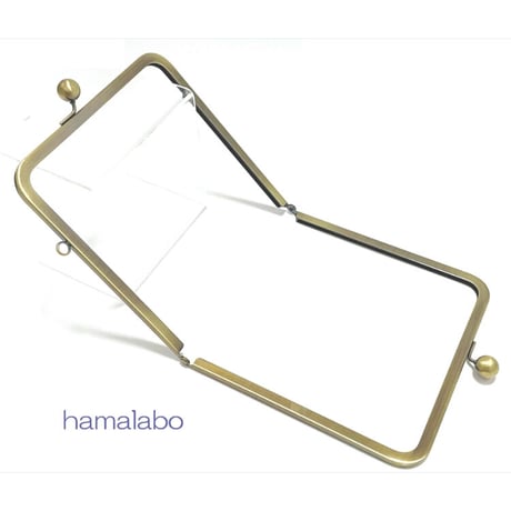 【HA-2261】17.5cmバッグ用の足長口金/角型/大玉/アンティークゴールド/＋(プラス)