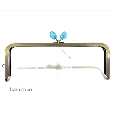 (販売終了)復活＆特価！【HA-2470】24cm角型口金/天然石風のストーン(ブルー)