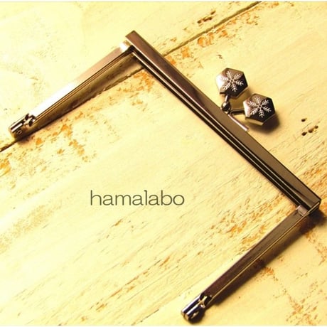 <廃盤予定>【HA-1505】12cm浮き足口金/六花-雪の結晶(シルバー)