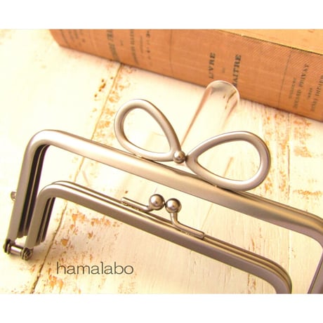 【HA-1889】親子口金12cm(新リボン×ソフトシルバー)