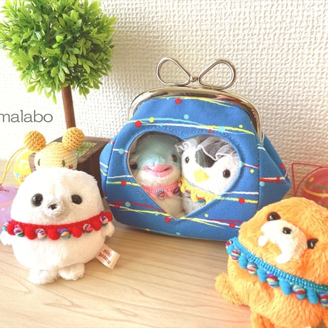 【KT-2154】☆ハート窓＆マチ別タイプ☆推しぬい用がま口ポーチの型紙＆レシピ【9.9cm/くし型用】