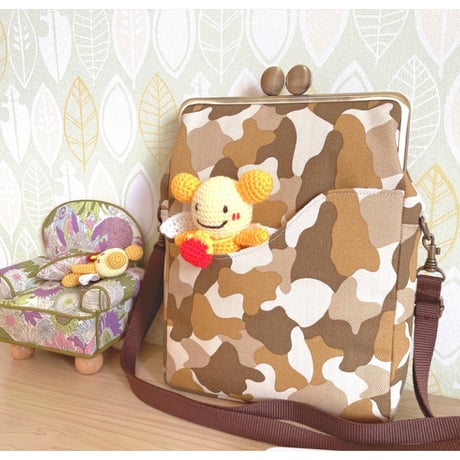 【KT-2138-SET】スマート版！がま口ポケットショルダーバッグ(ショートサイズの型紙付き)の型紙＆レシピ【18cm/角型用】