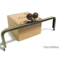 【HA-117】16.5cm木玉/角型(茶色の木玉×アンティークゴールド)