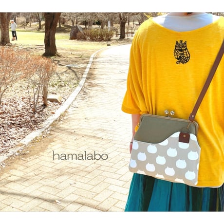 【KT-2099】ペタンコ版！がま口ポケットショルダーバッグの型紙＆レシピ【24cm/角型用】