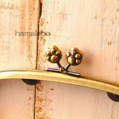 【HA-1558】17cm/くし型の口金/(肉球×アンティークゴールド)