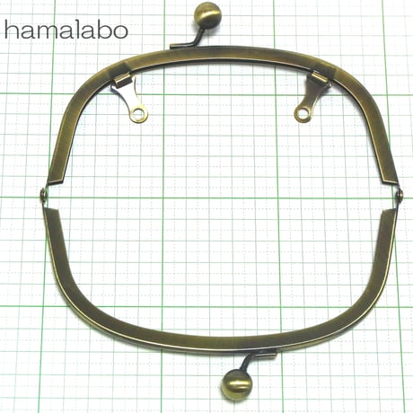 【HA-145】アメ玉口金 15cm/くし型(アンティークゴールド)・兼用カン付き
