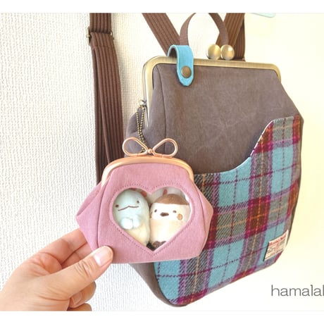 【KT-2154】☆ハート窓＆マチ別タイプ☆推しぬい用がま口ポーチの型紙＆レシピ【9.9cm/くし型用】
