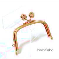 【HA-1978】9.9cm/くし型の口金(肉球×ローズゴールド-ピンクゴールド)